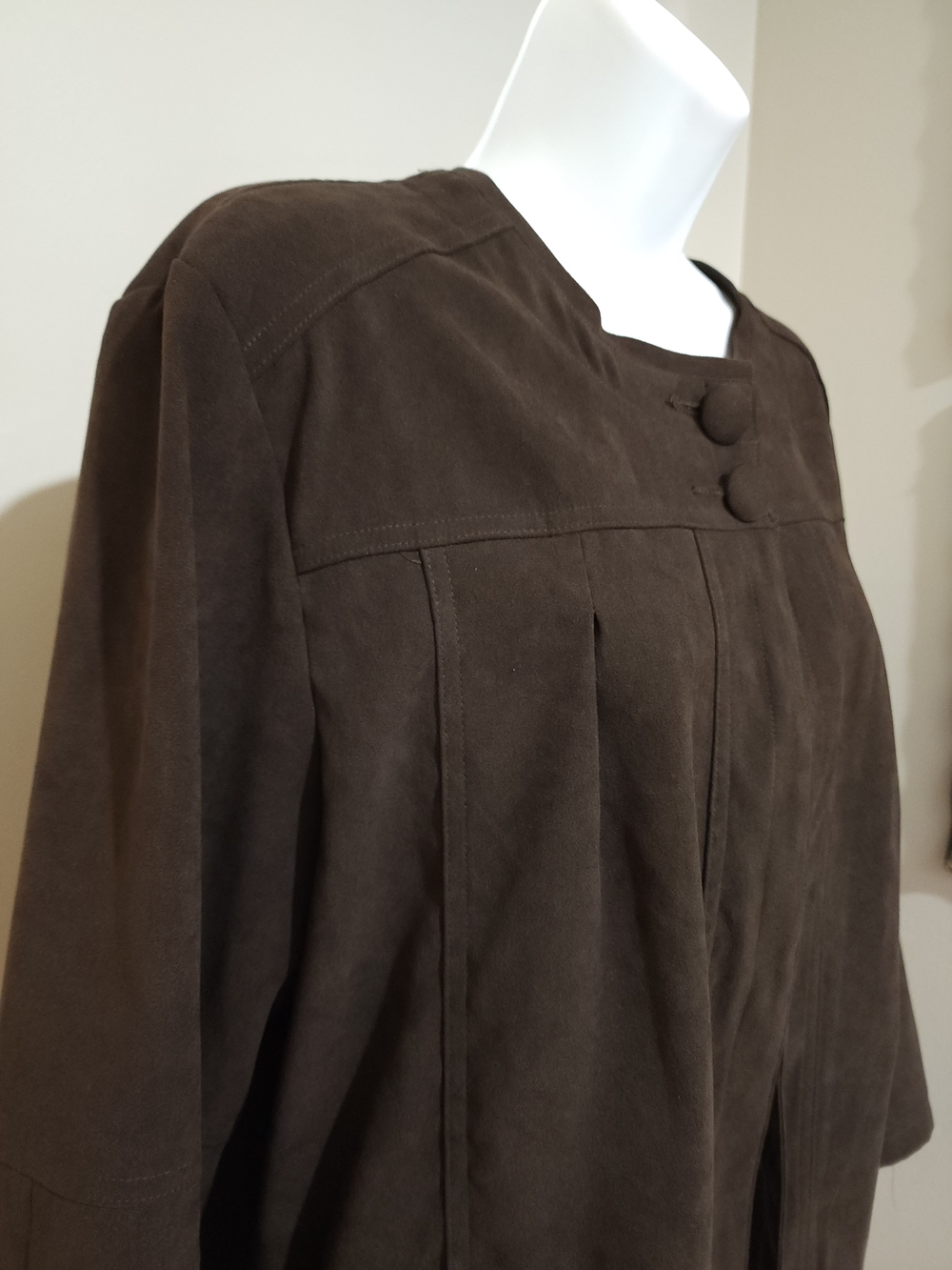 Kim Rogers Dark Brown Suede Swing Cape Jacket - Picture 5 of 16